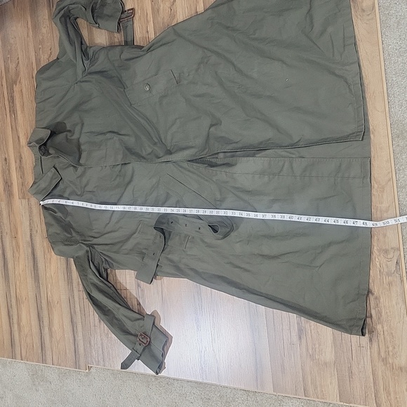 HERNO Army Green Made in Italy 100% Cotton Trench Coat -Leather Buckles - Picture 16 of 16